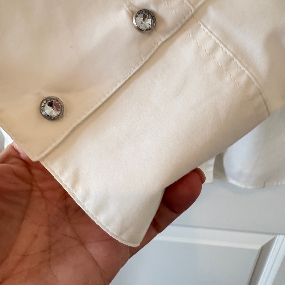 Soft Surroundings Classic Cottagecore White Long Sleeve Wire Collar Top 1X - Picture 5 of 9